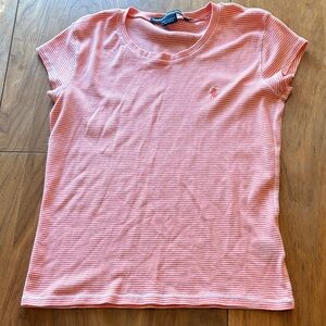 Ralph Lauren Coral Striped Short Sleeve Tee